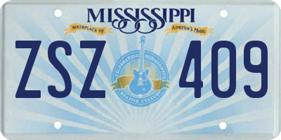 MS license plate ZSZ409