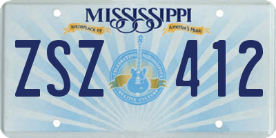 MS license plate ZSZ412