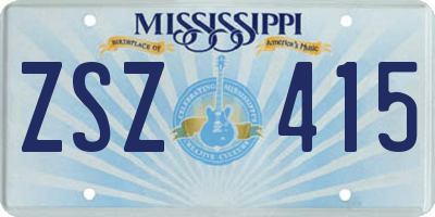 MS license plate ZSZ415