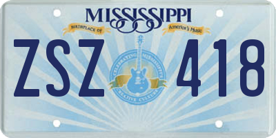 MS license plate ZSZ418