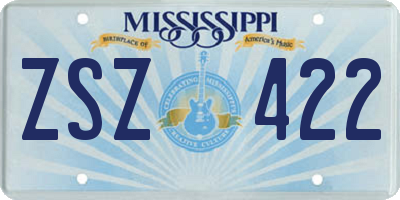 MS license plate ZSZ422