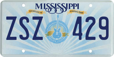 MS license plate ZSZ429