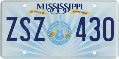 MS license plate ZSZ430