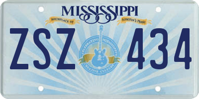 MS license plate ZSZ434