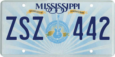 MS license plate ZSZ442
