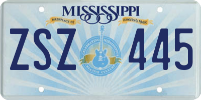 MS license plate ZSZ445
