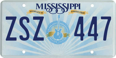 MS license plate ZSZ447