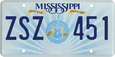 MS license plate ZSZ451