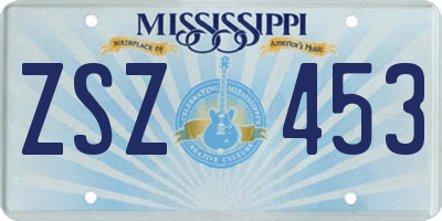 MS license plate ZSZ453