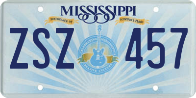 MS license plate ZSZ457