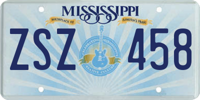 MS license plate ZSZ458