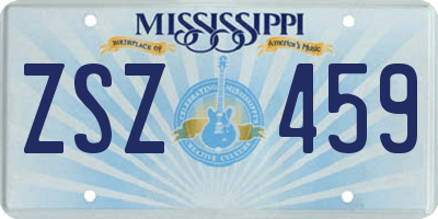 MS license plate ZSZ459