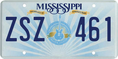 MS license plate ZSZ461