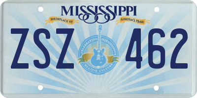 MS license plate ZSZ462
