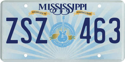 MS license plate ZSZ463