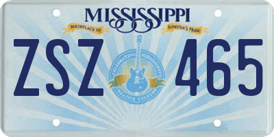 MS license plate ZSZ465