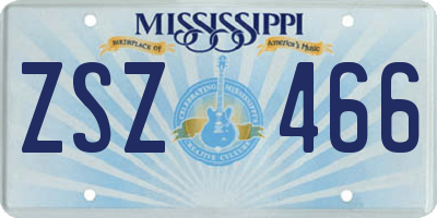 MS license plate ZSZ466