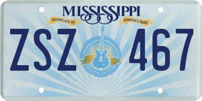 MS license plate ZSZ467