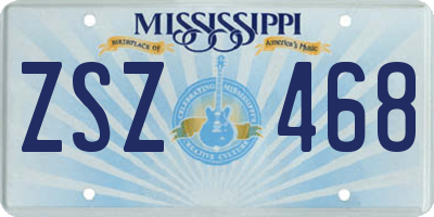 MS license plate ZSZ468