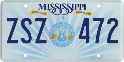 MS license plate ZSZ472