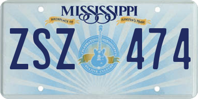 MS license plate ZSZ474
