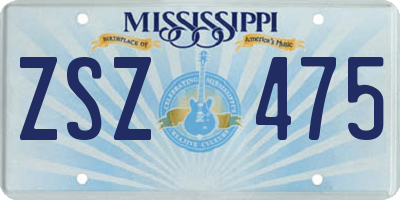 MS license plate ZSZ475