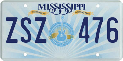MS license plate ZSZ476