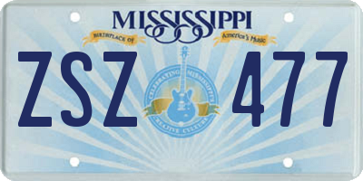 MS license plate ZSZ477