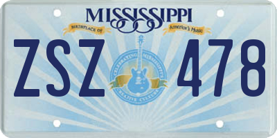 MS license plate ZSZ478
