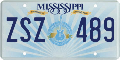 MS license plate ZSZ489