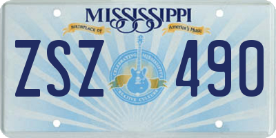 MS license plate ZSZ490