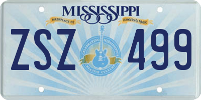 MS license plate ZSZ499