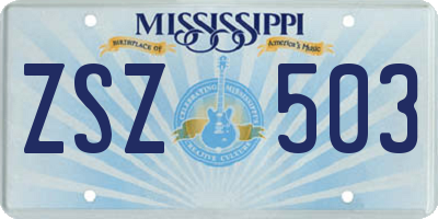 MS license plate ZSZ503