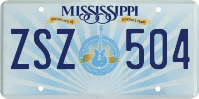 MS license plate ZSZ504
