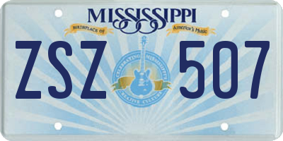 MS license plate ZSZ507