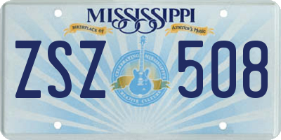 MS license plate ZSZ508