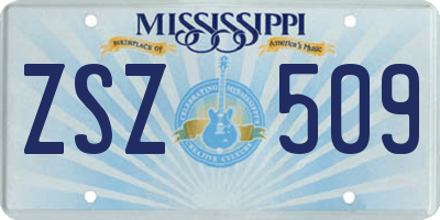 MS license plate ZSZ509