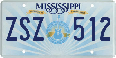MS license plate ZSZ512