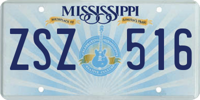 MS license plate ZSZ516