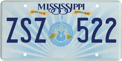 MS license plate ZSZ522