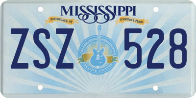 MS license plate ZSZ528