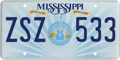 MS license plate ZSZ533