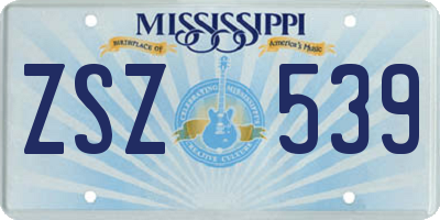 MS license plate ZSZ539