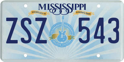 MS license plate ZSZ543