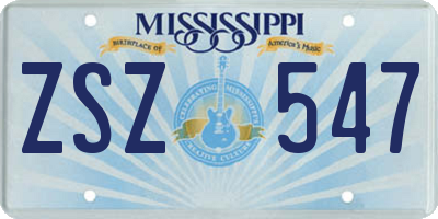 MS license plate ZSZ547