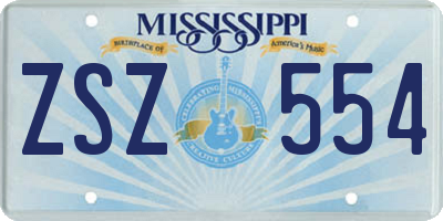 MS license plate ZSZ554