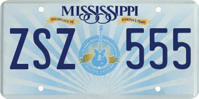 MS license plate ZSZ555