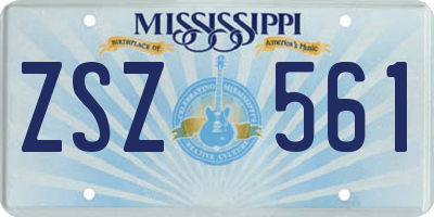 MS license plate ZSZ561