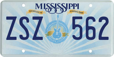 MS license plate ZSZ562