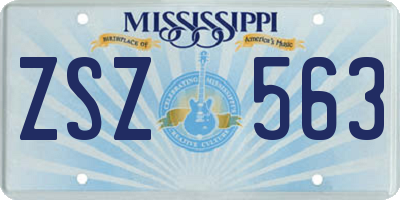 MS license plate ZSZ563